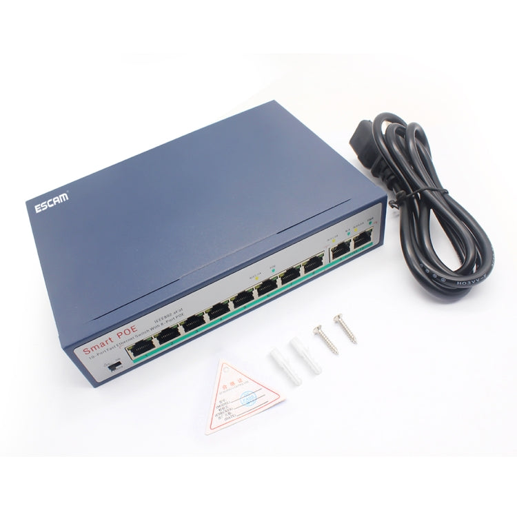 ESCAM POE 8+2 10-Port Fast Ethernet Switch 8-Port POE 10/100M 120W Network Switch, Transmission Distance: 150m, 10 Ports ESCAM POE 8+2 10-Port Fast Ethernet Switch 8-Port POE 10/100M 120W Network Switch, Transmission Distance: 150m, 10 Ports